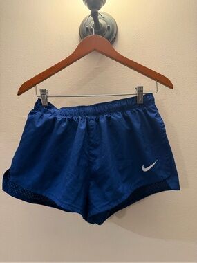 Nike Women's Royal Blue Athletic Shorts with White Swoosh
